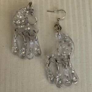 Starry half a moon Clear Dangle Earrings
